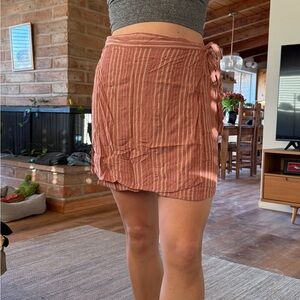 American Eagle - Striped Wrap Skirt in Rust - Size Large (Long)